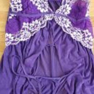 Purple front clip waterfall lingerie set medium